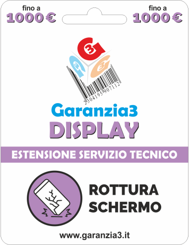 Garanzia 12 mesi danno accidentale schermo - fino 1000 €