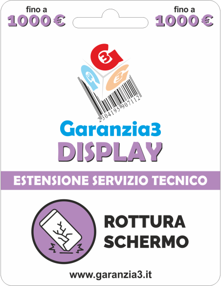 Garanzia 12 mesi danno accidentale schermo - fino 1000 €