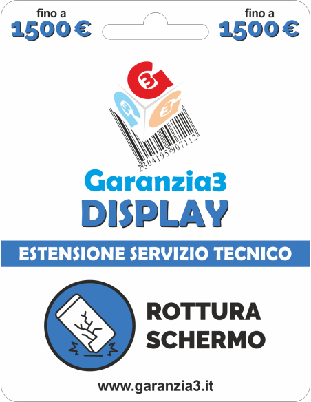 Garanzia 12 mesi danno accidentale schermo - fino 1500 €